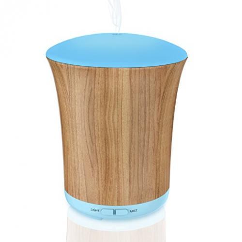 ZOOKKI Aroma Essential Oil Diffuser Ultrasonic Cool Mist Whisper-Quiet Humidifier, 8 Color LED Lights & 4 Timer Settings Waterless Auto Shut-Off for Office Home Bedroom Yoga Spa 200ML Wood Grain